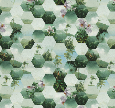 Daylight roller blind Green hexagons