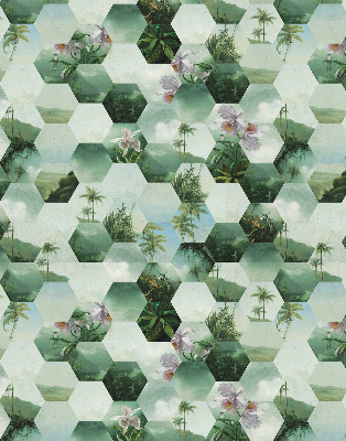 Daylight roller blind Green hexagons