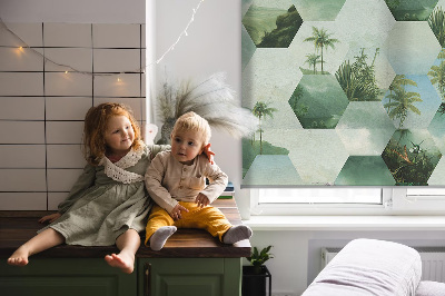 Daylight roller blind Green hexagons