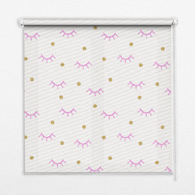 Roller blind for window Drawn eyebrows and dots