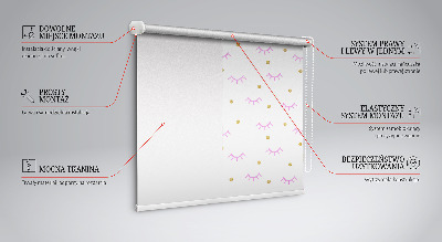 Roller blind for window Drawn eyebrows and dots