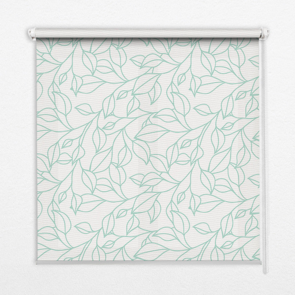 Roller blind for window Turquoise leaves