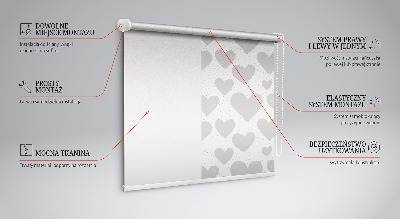 Roller blind for window Gray hearts