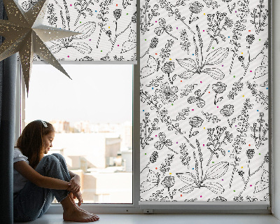 Roller blind for window Drawn plants