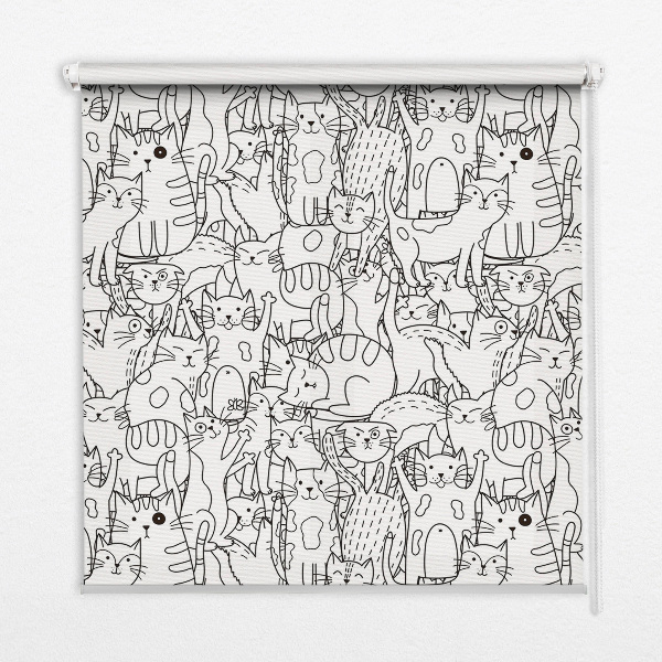 Roller blind for window Drawn cats