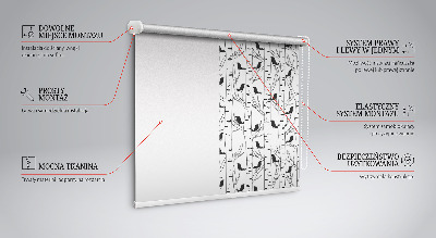 Roller blind for window Drawed birds and trees