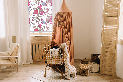 Roller blind for window Colorful birds among flowers