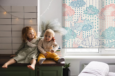 Kitchen roller blind Colorful clouds with patterns