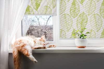 Kitchen roller blind Lime leaves