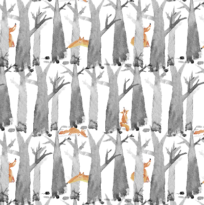 Roller blind Gray trees red foxes