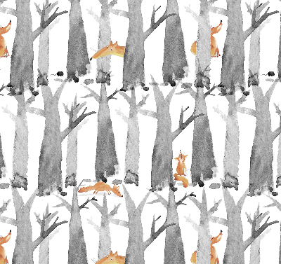 Roller blind Gray trees red foxes