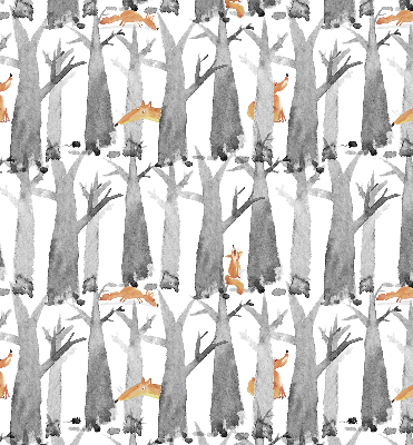 Roller blind Gray trees red foxes