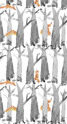 Roller blind Gray trees red foxes