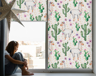 Roller blind for window Llamas and cacti