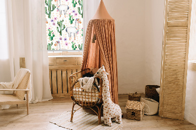 Roller blind for window Llamas and cacti