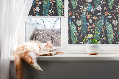 Roller blind for window Paw at flowers