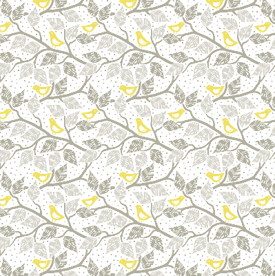 Roller blind for window Yellow birds on gray branches