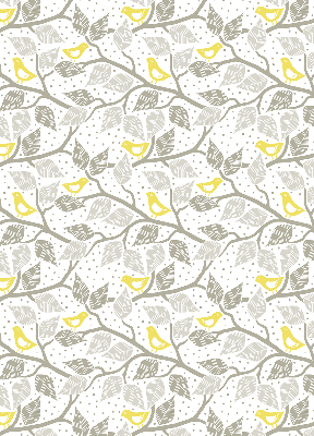 Roller blind for window Yellow birds on gray branches