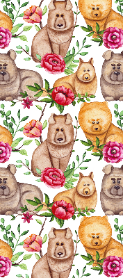 Kitchen roller blind Dogs among flowers