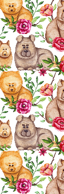 Kitchen roller blind Dogs among flowers