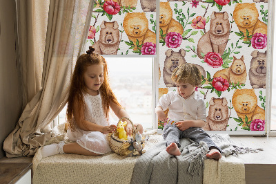 Kitchen roller blind Dogs among flowers