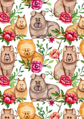 Kitchen roller blind Dogs among flowers