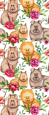 Kitchen roller blind Dogs among flowers