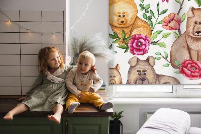 Kitchen roller blind Dogs among flowers