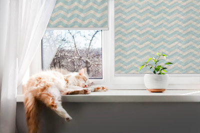 Kitchen roller blind Blue zigzags