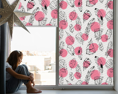 Kitchen roller blind Feathers and pink dots