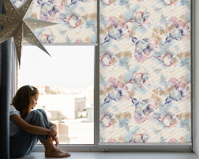 Kitchen roller blind Colorful painted flowers