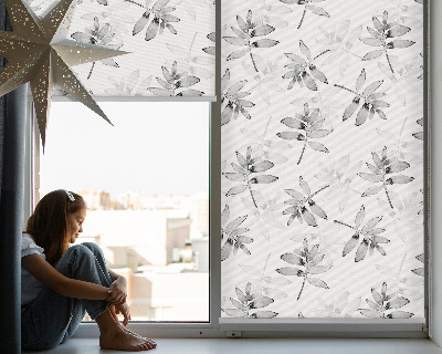 Roller blind for window Gray sketched leaves