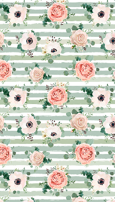 Roller blind for window Roses on green horizontal stripes