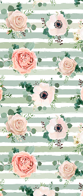 Roller blind for window Roses on green horizontal stripes