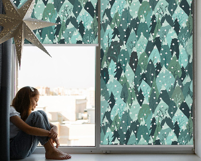 Roller blind for window Forest and falling snow