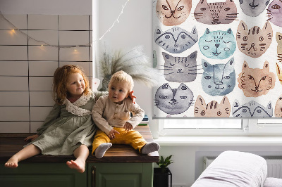 Daylight roller blind Colorful faces of cats