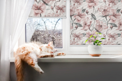 Window blind Pink flowers