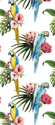 Window blind Parrot on flowers