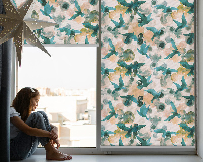 Roller blind for window Birds and colorful spots