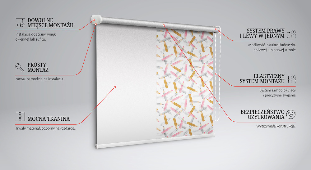 Roller blind for window Crayons