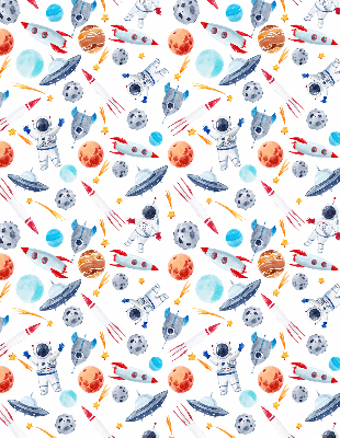 Kitchen roller blind Rockets cosmonauts planets and ufo