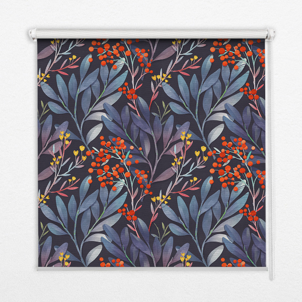 Daylight roller blind Dark leaves and rowan