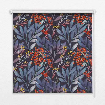 Daylight roller blind Dark leaves and rowan