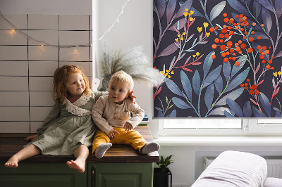 Daylight roller blind Dark leaves and rowan