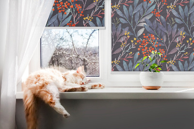 Daylight roller blind Dark leaves and rowan