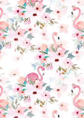 Roller blind for window Flamingo among flowers