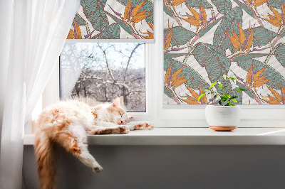 Roller blind for window Flowers and leaves