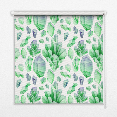 Roller blind for window Green crystals