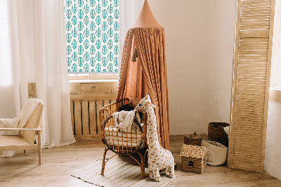 Roller blind for window Blue leaves