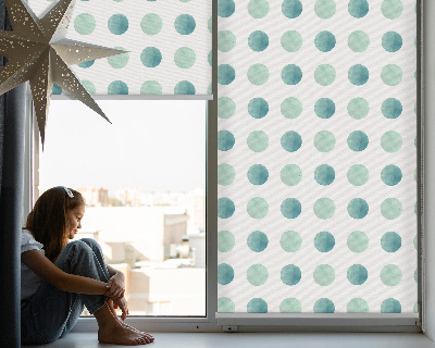 Window blind Turquoise dots white background